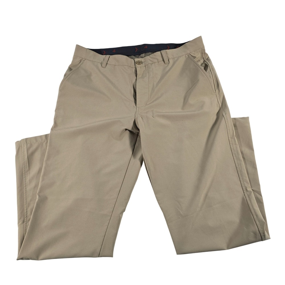 Johnston & Murphy XC4 Mens Khaki Performance Pants 34/S Stretch Golf Tan 74-3481